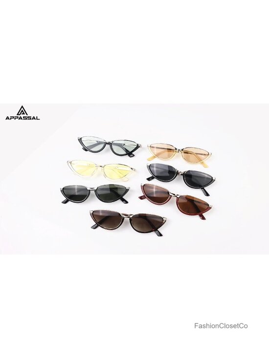 Retro Cat Eye Sunglasses UV400 Metal Accents Lightweight Frame